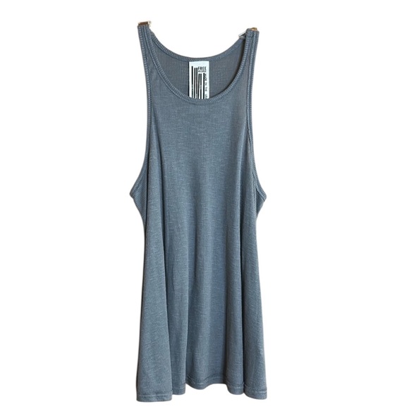 Free People Tops - Free People Gray Long Beach Ribbed Tank Top